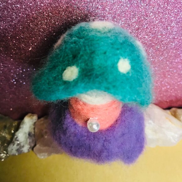 Handmade Needle Felted Soft Sculpture Mushroom Ornament - Picture 7 of 9